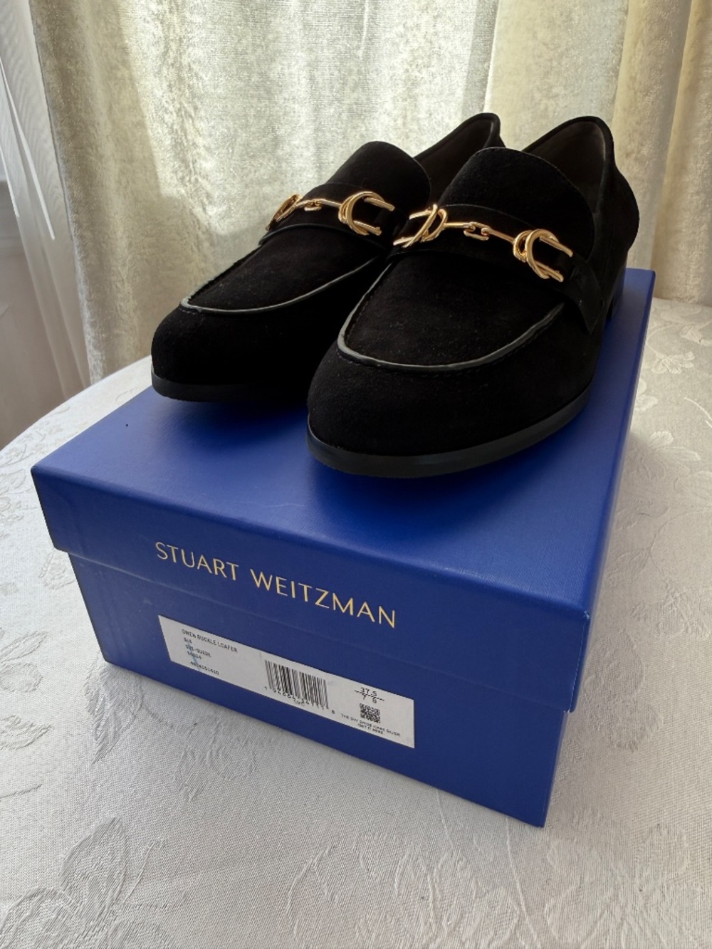 Stuart Weitzman Owen Buckle Loafer Black Suede